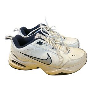 Nike Air Monarch IV Mens Size 10 White Navy Dad Shoes Training Walking Sneakers